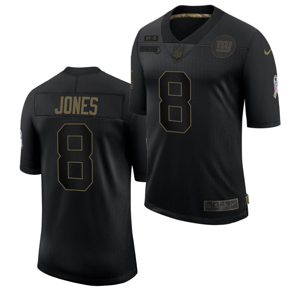 Men's New York Giants #8 Daniel Jones 2020 Black Salute To Service Limited Stitched Jersey